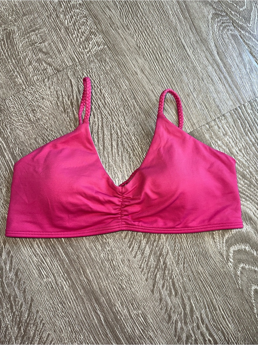 Pink Midori Wireless Bikini top with Ruched Front